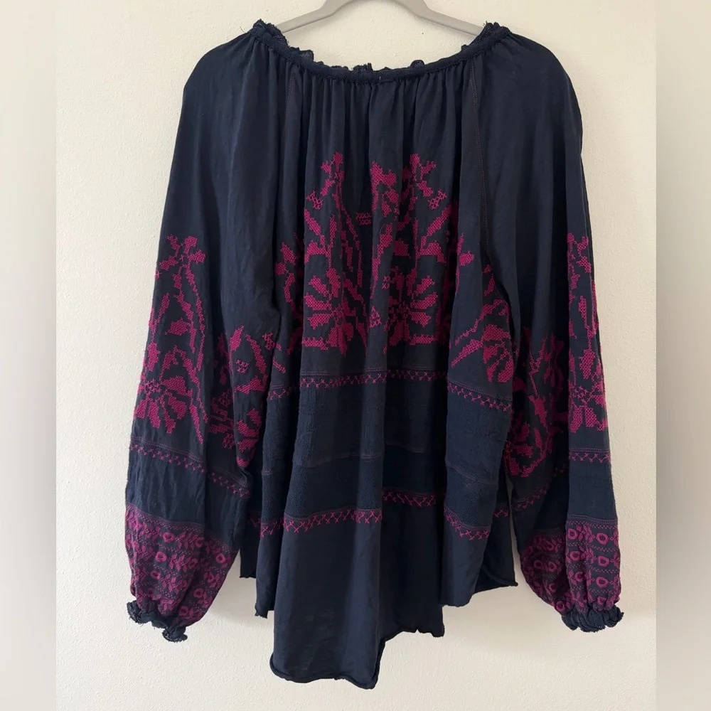 Free People Persuasion Embroidered Boho Floral Blouse size medium - Picture 12 of 14